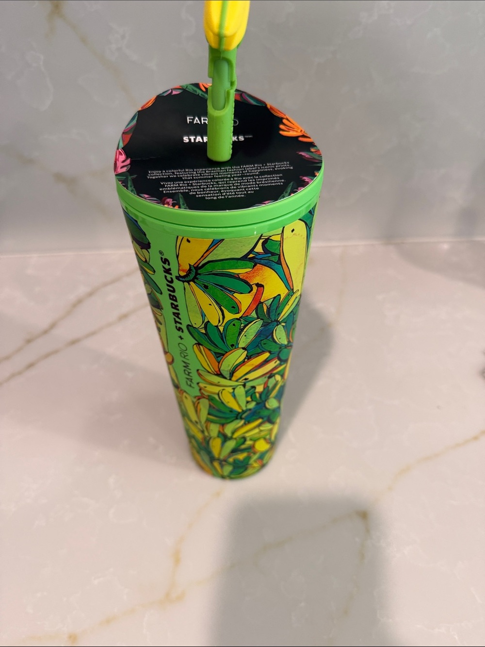 Starbucks x Farm Rio 24 Oz Tropical Yellow Green Bananas 2025 Cold Cup w/ Straw